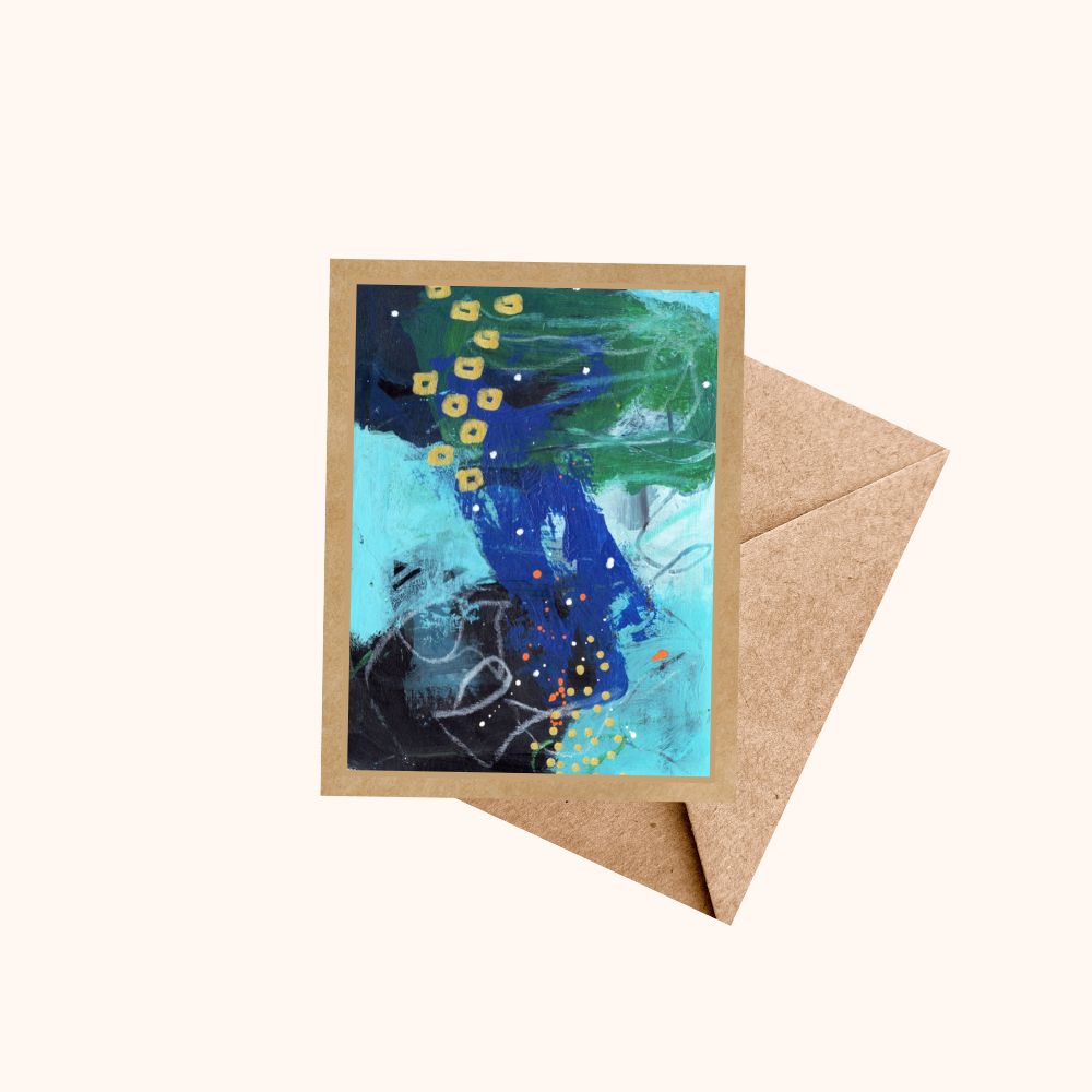 Summer Greens Greeting Card Abstract Painting