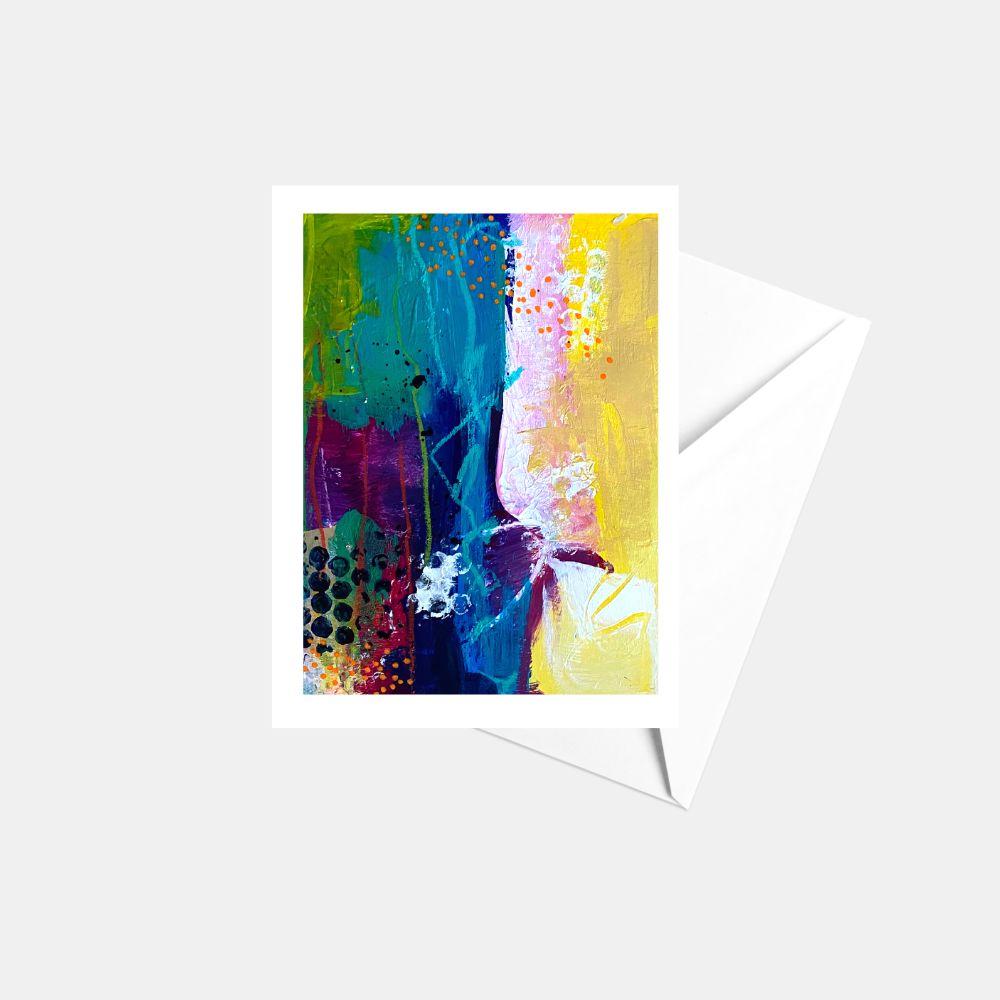 Abstract Painting Original - White Frame Greeting Card
