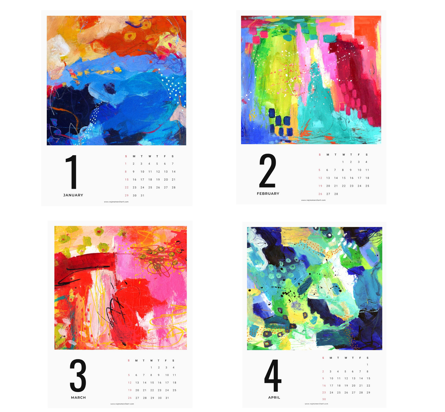 2023 Modern Abstract Art Calendar Printable
