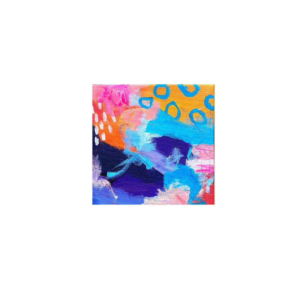 Mini Abstract Art On Canvas 6" X 6"