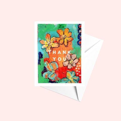 Thank You Floral Greeting Card - Najma Merchant Art
