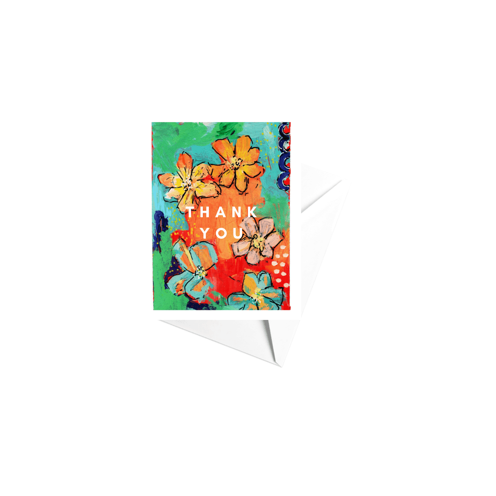 Thank You Floral Greeting Card - Najma Merchant Art