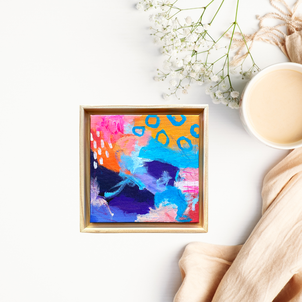Mini Abstract Art On Canvas 6" X 6"