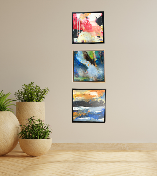 Acrylic Painting on Wood Panel, Framed in a Floating Frame