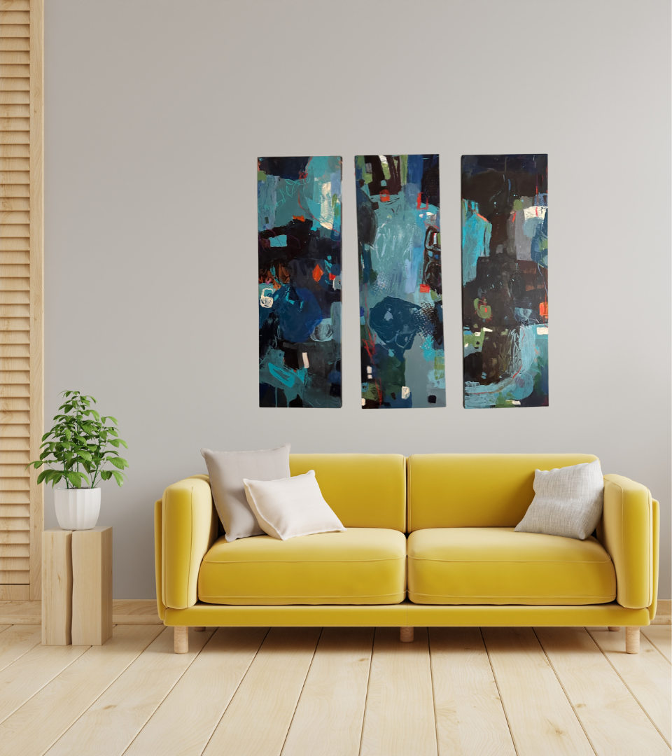 'Waters Run Deep' - Acrylic Painting on Canvas - Tripych