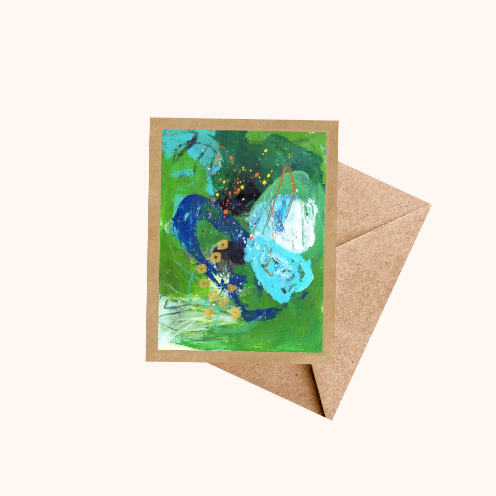 Summer Greens Greeting Card Abstract Painting