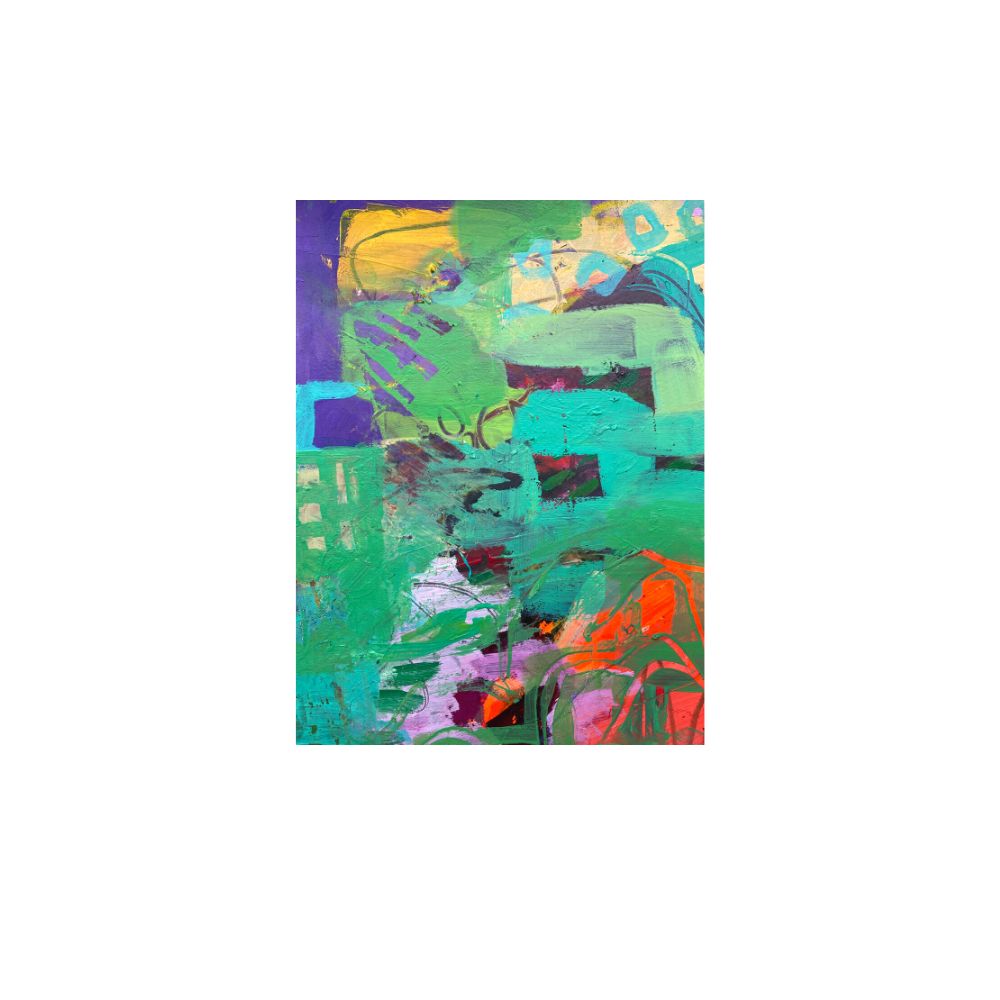 Original colorful abstract art on store paper.