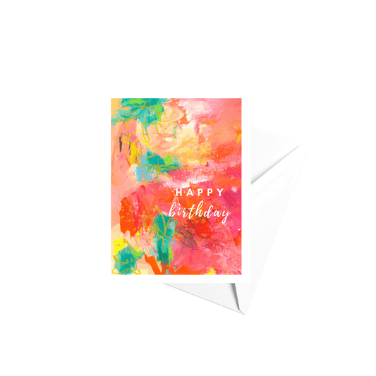 Happy Birthday Greetings Card Abstract Color Splash - Najma Merchant Art
