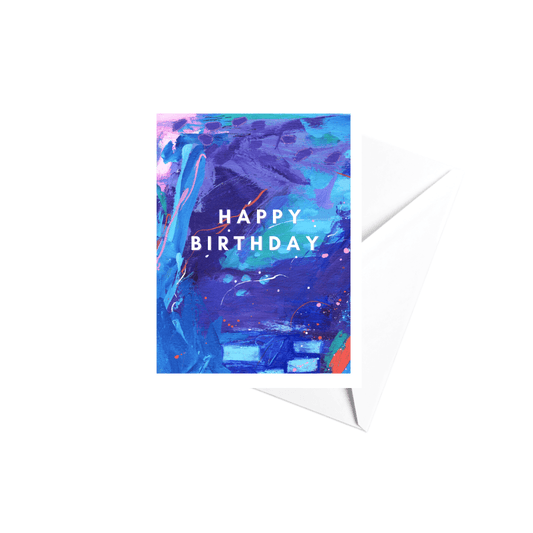 Happy Birthday Greeting Card Abstract Art - Najma Merchant Art