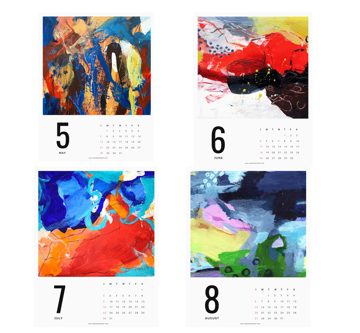 2023 Modern Abstract Art Calendar Printable