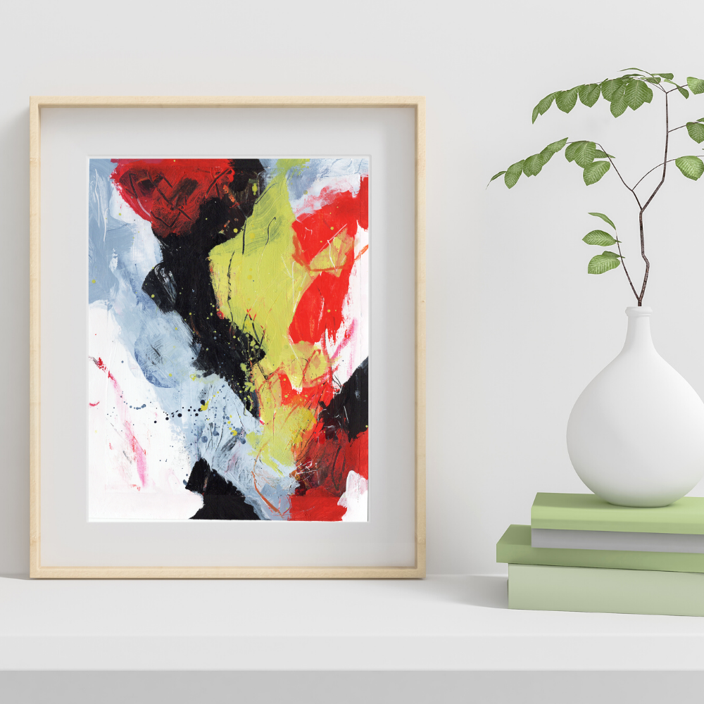 Bold Colorful Original Abstract Art On Paper - Original Painting | Small Art