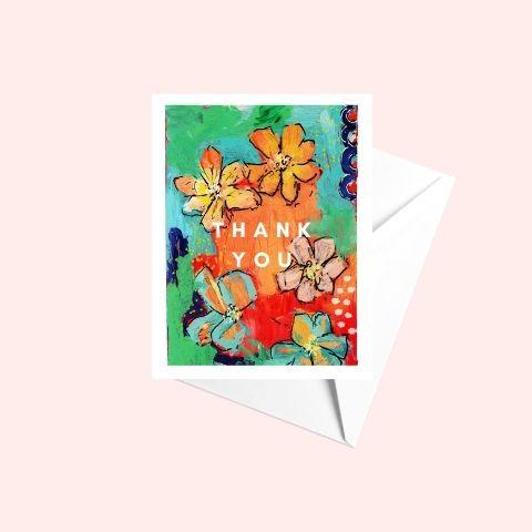 Thank You Floral Greeting Card - Najma Merchant Art
