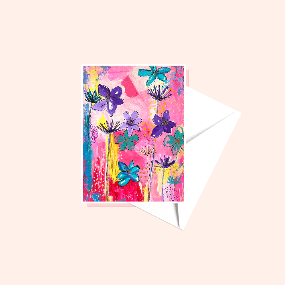 Abstract Floral Art Greeting Cards